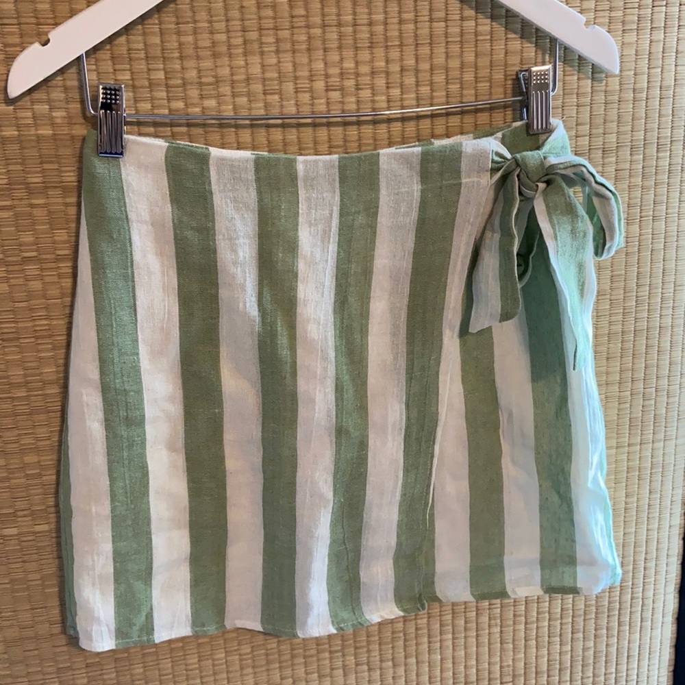 S North End linen-blend striped boutique skirt